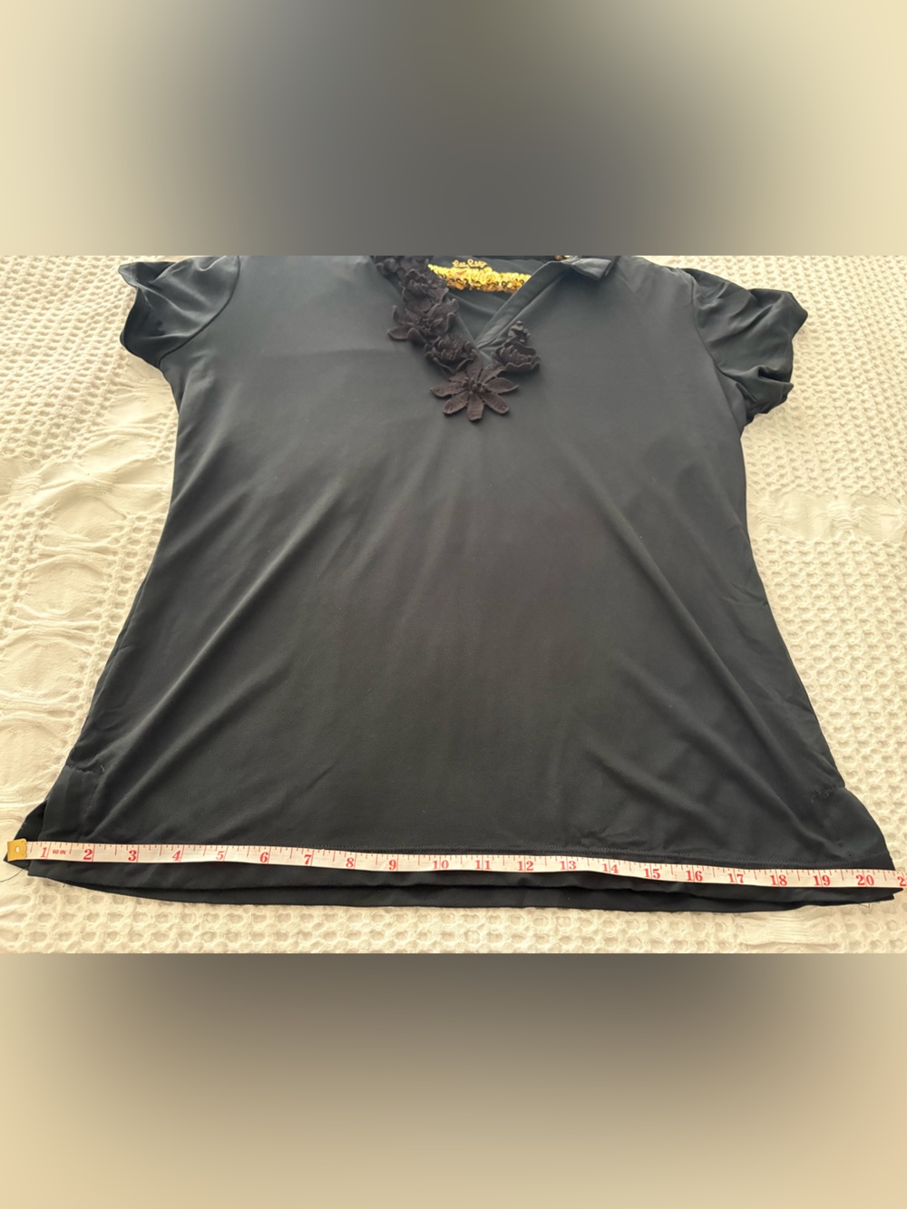 Lilly Pulitzer Luxletic Frida Flower Black Golf Polo Shirt XL - Picture 8 of 8